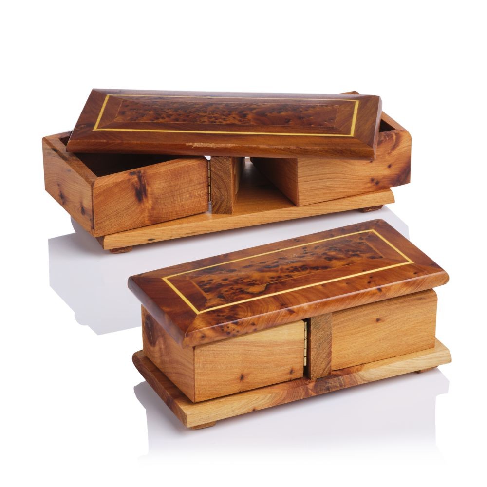 Boîte à bijoux coulissante. Bois de thuya