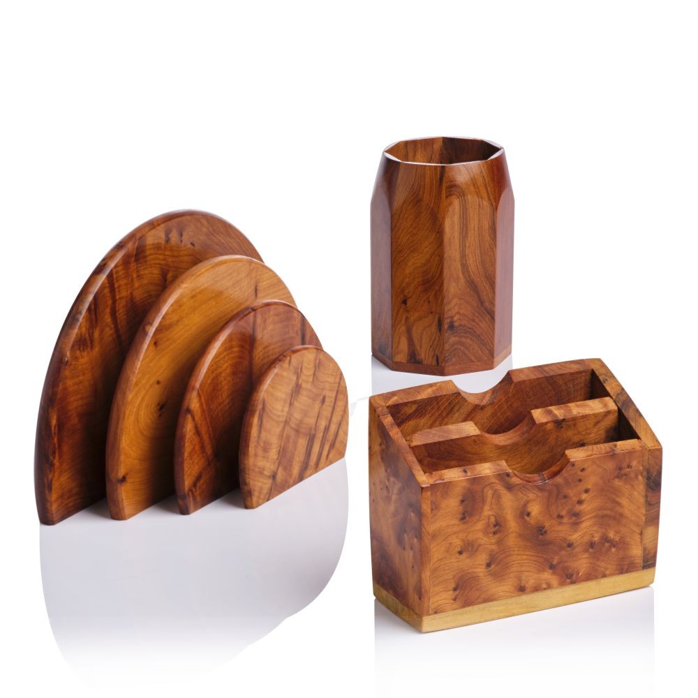 Coffret cadeau ensemble de bureau en bois de thuya